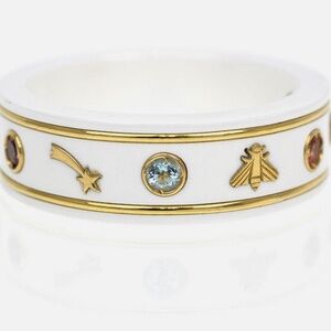 Gucci Gemstone Ring with Space Theme White with Gold AU 750